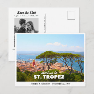 St. Tropez Wedding Save the Date Travel Retro Postcard