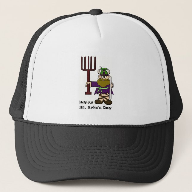 St Urho avec une sauterelle sur son casquette de (Devant)