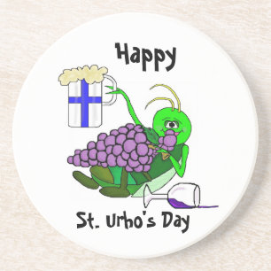 St. Urho Coasters with Drunk Grasshopper