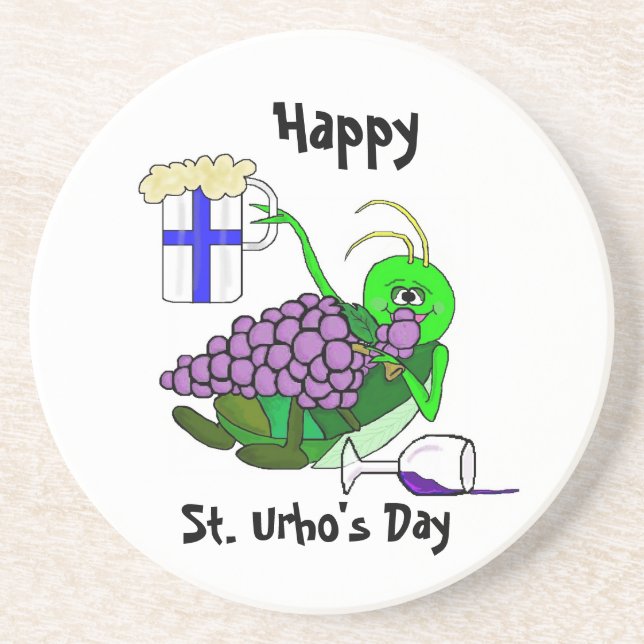 St. Urho Coasters with Drunk Grasshopper (Front)