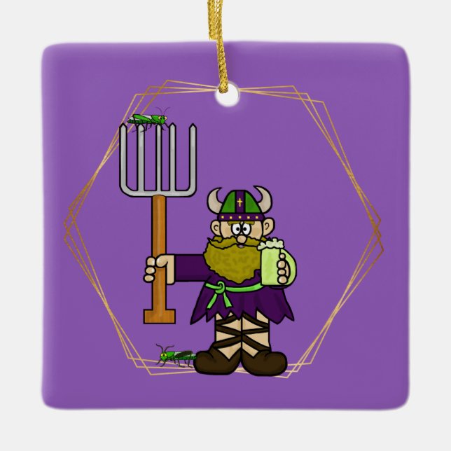 St. Urho Grasshoppers & Wine Ornament (Front)