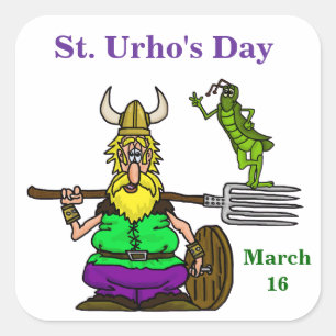 St. Urho Stickers with Peace Grasshopper