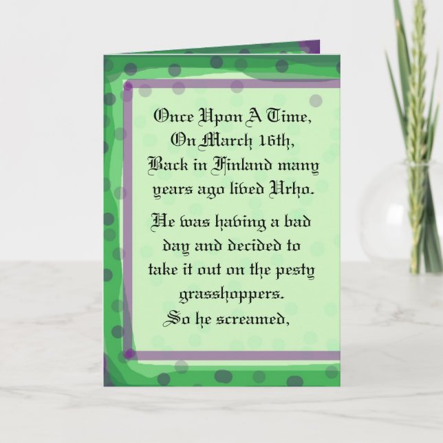 St. Urho Story Greeting Card    Customize It? (Front)