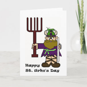 St. Urho with Grasshopper on His Hat Card