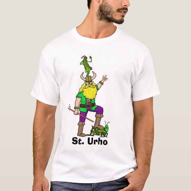 St. Urho With Grasshoppers T-shirt (Front)