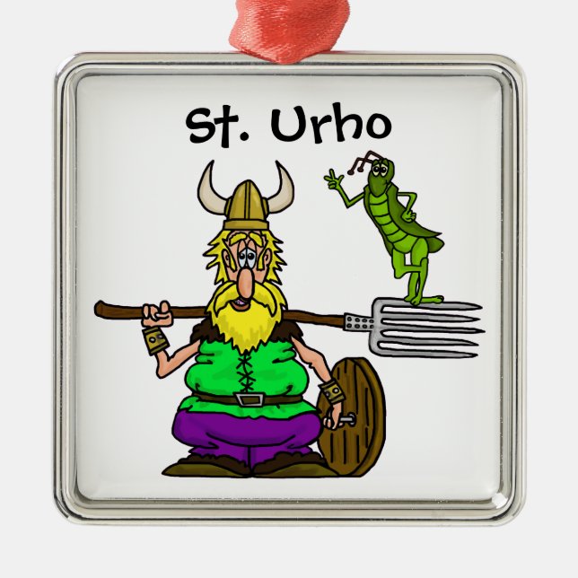 St. Urho with Peace Grasshopper Christmas Ornament (Front)