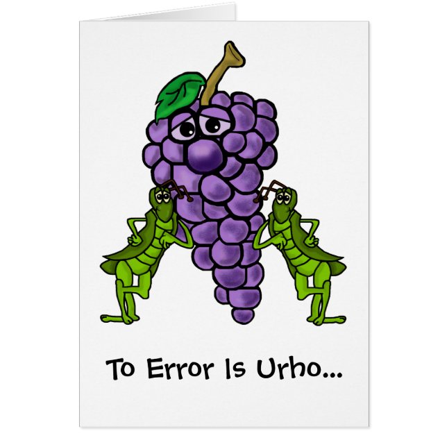 St. Urho's Day Grape Grasshopper Forgiveness Card (Front)