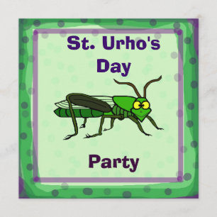 St. Urho's Day Party Invite with Grasshopper