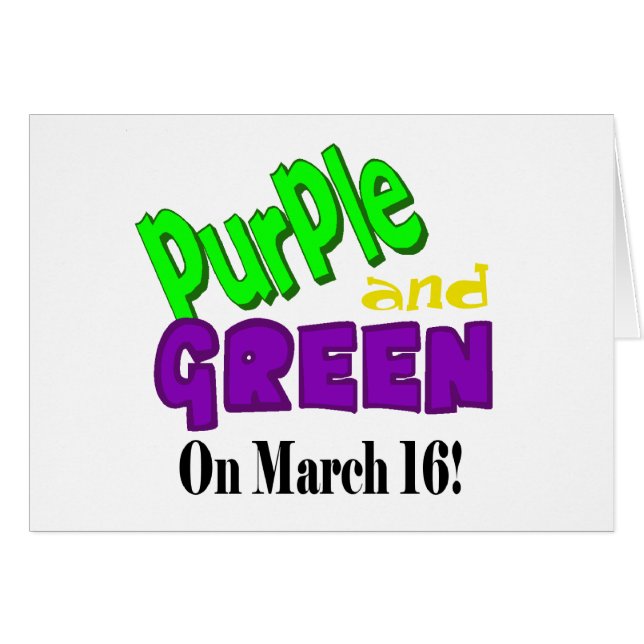 St. Urho's Day Purple and Green Card  Customize It (Front Horizontal)