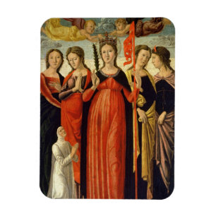 St. Ursula and Four Saints (tempera on panel) Magnet