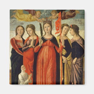 St. Ursula and Four Saints (tempera on panel) Magnet