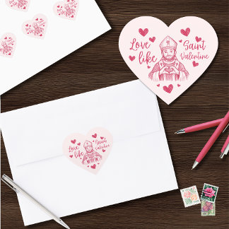 St Valentine Pink Catholic Heart Illustration Heart Sticker