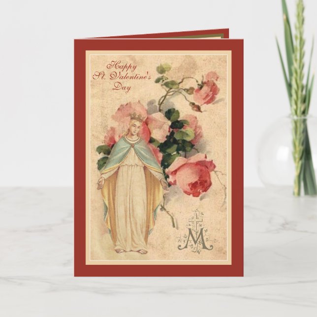 St. Valentines Day Blessed Virgin Floral Holiday  (Front)