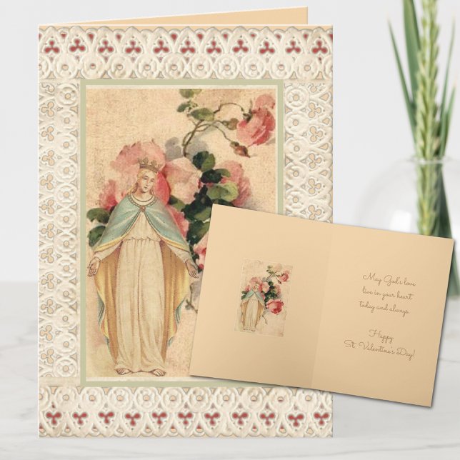 St. Valentines Day Blessed Virgin Floral Holiday Card (Creator Uploaded)