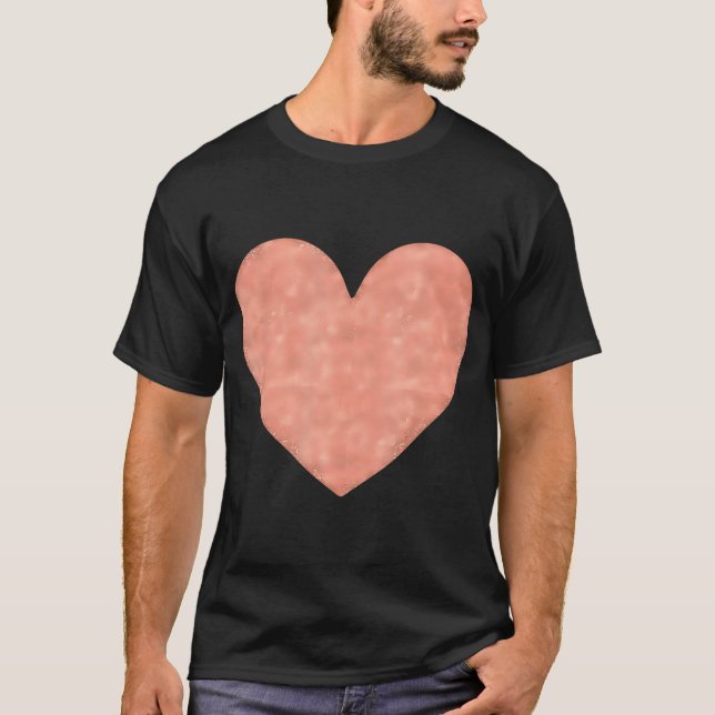 St Valentine'S Day Faux Rose Gold Heart T-Shirt (Front)