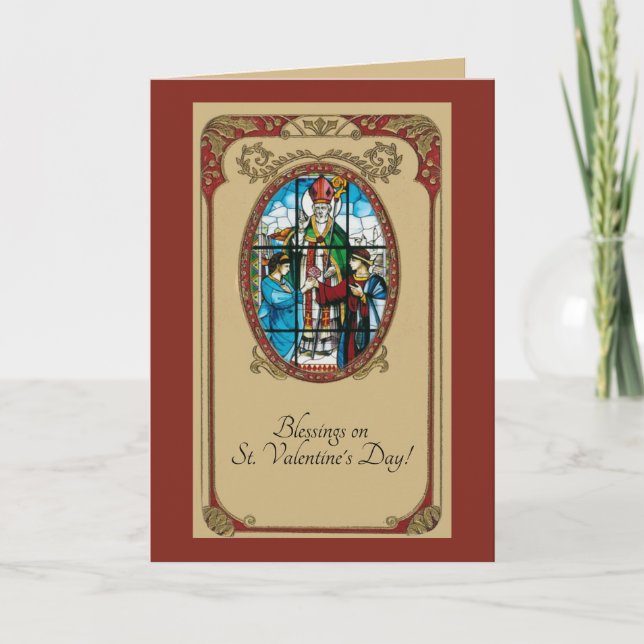 St. Valentine's Day Stained Glass Card (Front)