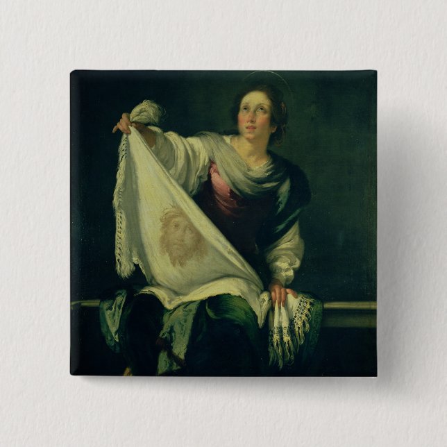 St. Veronica, 1625-30 (oil on canvas) 2 Inch Square Button (Front)