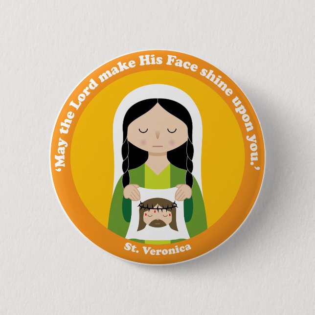 St. Veronica 2 Inch Round Button (Front)