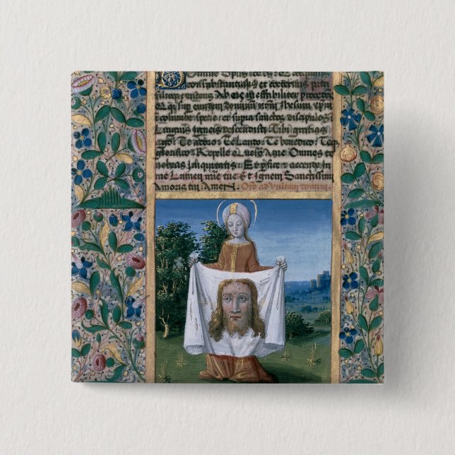 St. Veronica 2 Inch Square Button (Front)