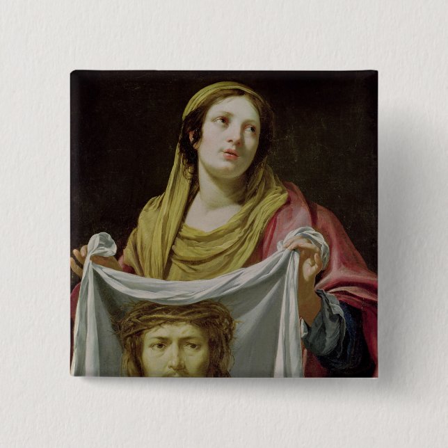 St. Veronica Holding the Holy Shroud 2 Inch Square Button (Front)