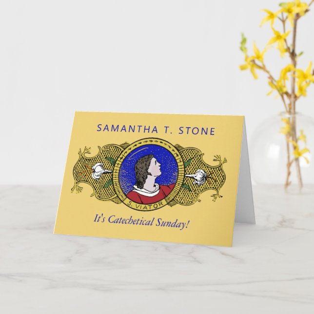 St. Viator of Lyon the Catechist (LD 001) Card (Yellow Flower)