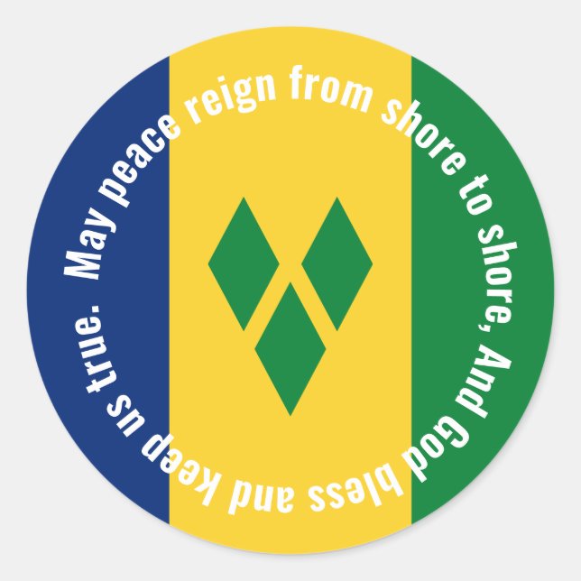 St Vincent and the Grenadines Flag Anthem Vincy  Classic Round Sticker (Front)
