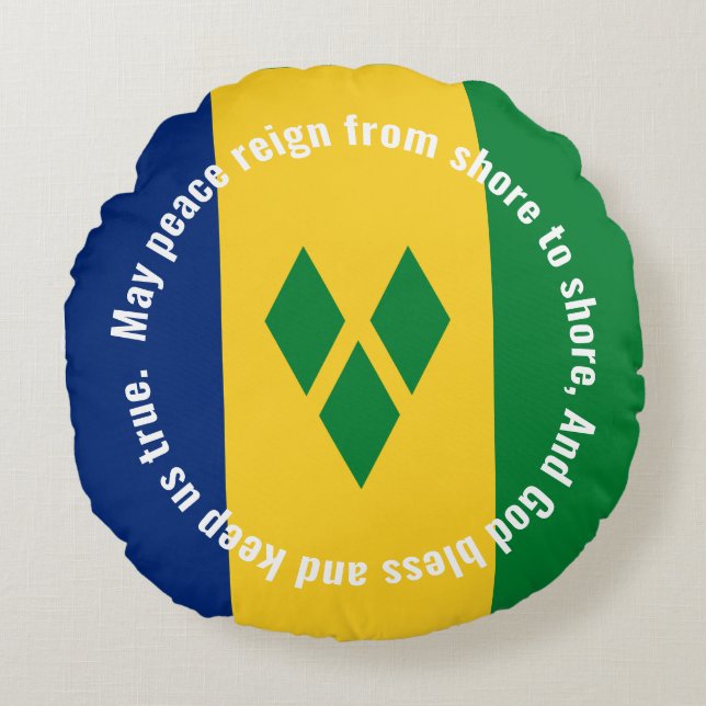 St Vincent and the Grenadines Flag Anthem Vincy  Round Pillow (Front)