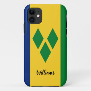 St Vincent and the Grenadines Flag First Name Text iPhone 11 Case