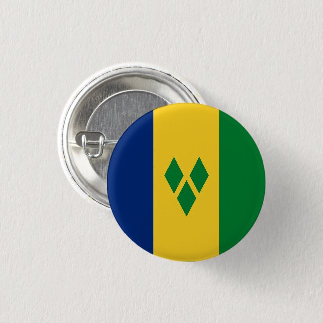 St Vincent and the Grenadines Flag Vincy 1 Inch Round Button (Front & Back)