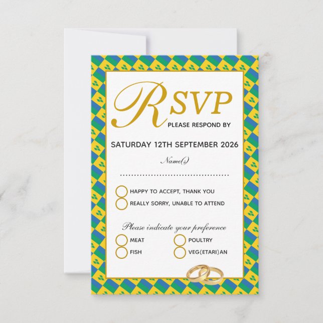 ST VINCENT Christian Wedding RSVP Response Card (Front)