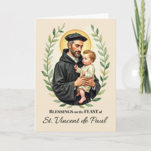 St. Vincent de Paul Feast Day Blessings Leafy Wrea Card