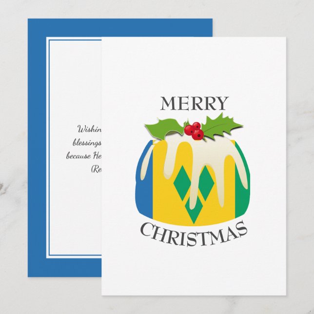 ST VINCENT FLAG | Christmas Pudding | Festive Holiday Card (Front/Back)
