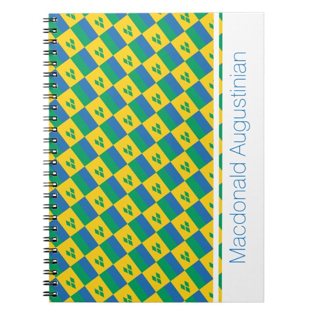ST VINCENT FLAG Custom Add Name Notebook Journal (Front)