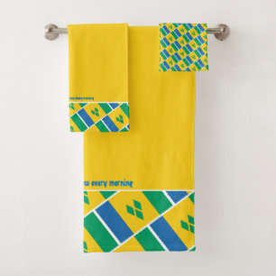 ST VINCENT FLAG Personalized Scripture YELLOW Bath Towel Set