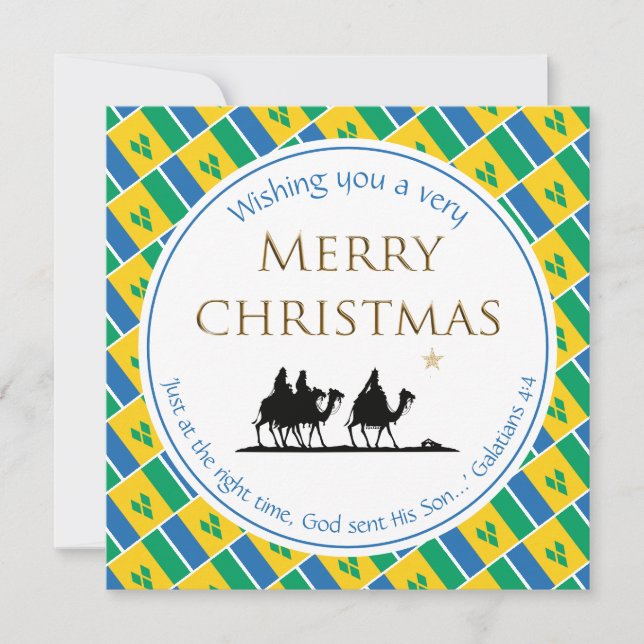 ST VINCENT FLAG Three Wise Men Christmas Holiday Card (Front)
