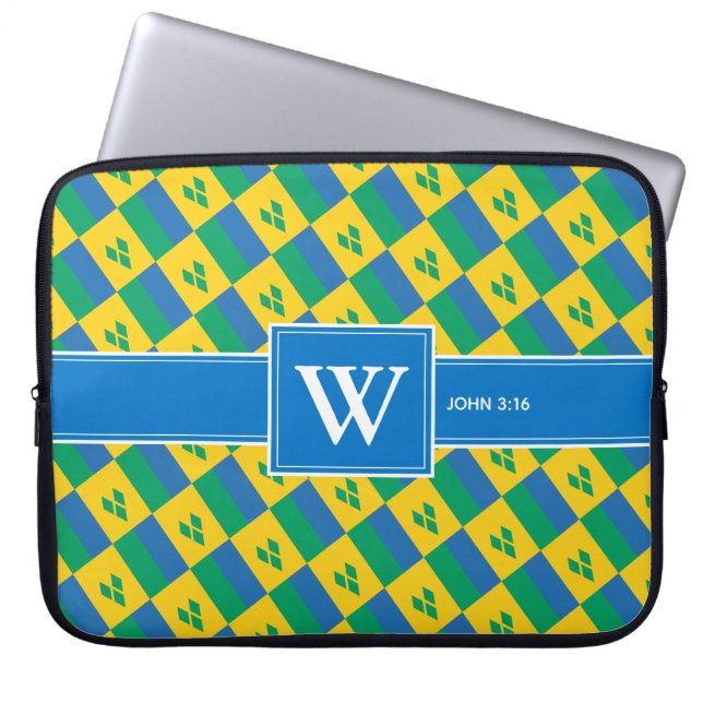 ST VINCENT GRENADINES Christian Scripture Monogram Laptop Sleeve (Front)