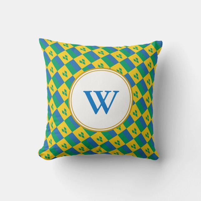 ST VINCENT GRENADINES  Monogram Blessed Nation Throw Pillow (Front)