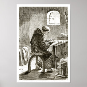 St. Vincent writing in his cell at Ferins, from 'T Poster
