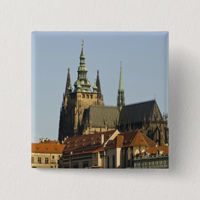 St. Vitus Cathedral and Prague Castle, one of 2 Inch Square Button (Front)