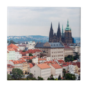 St. Vitus Cathedral and Prague Cityscape - Czech R Tile