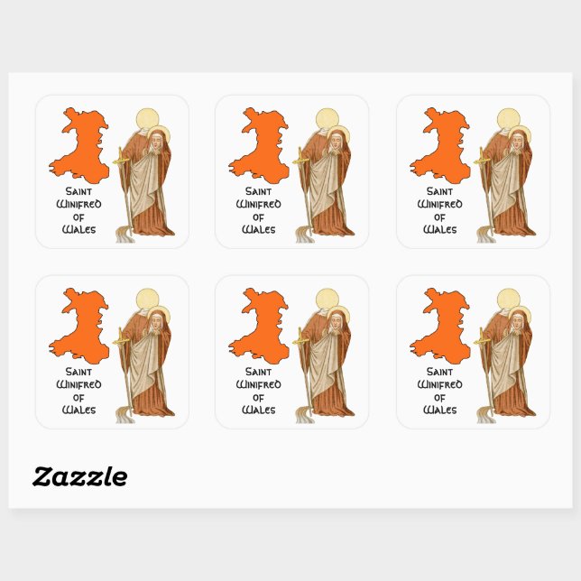 St. Winifred of Wales (P 002) Square Sticker (Sheet)