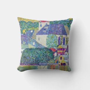 St. Wolfgang Church by Gustav Klimt, Victorian Art Throw Pillow