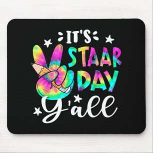 Staar Day Yall Tie Dye Peace Sign Teacher Testing  Mouse Pad