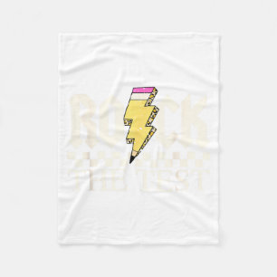 Staar State Testing Day Rock The Test ABCD Teacher Fleece Blanket