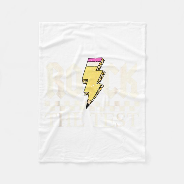 Staar State Testing Day Rock The Test ABCD Teacher Fleece Blanket (Front)