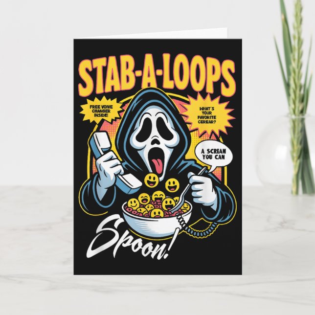 Stab-a-loops Horror Cereal Box Halloween  Card (Front)