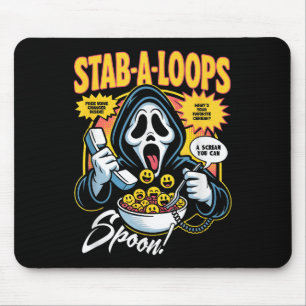 Stab-a-loops Horror Cereal Box Halloween  Mouse Pad