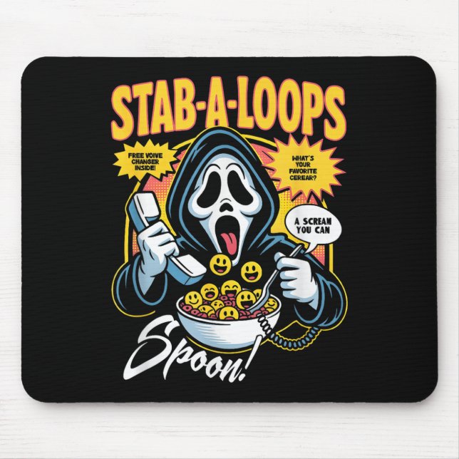 Stab-a-loops Horror Cereal Box Halloween  Mouse Pad (Front)