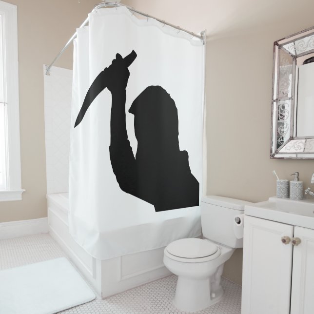 Stabbing Man Shower Curtain (In Situ)