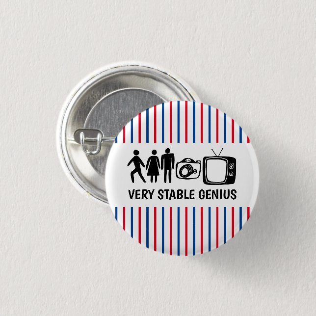 STABLE GENIUS Person Woman Man Camera TV 1 Inch Round Button (Front & Back)